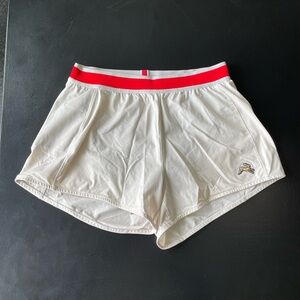 Tracksmith White Athletic Shorts with Red Trim